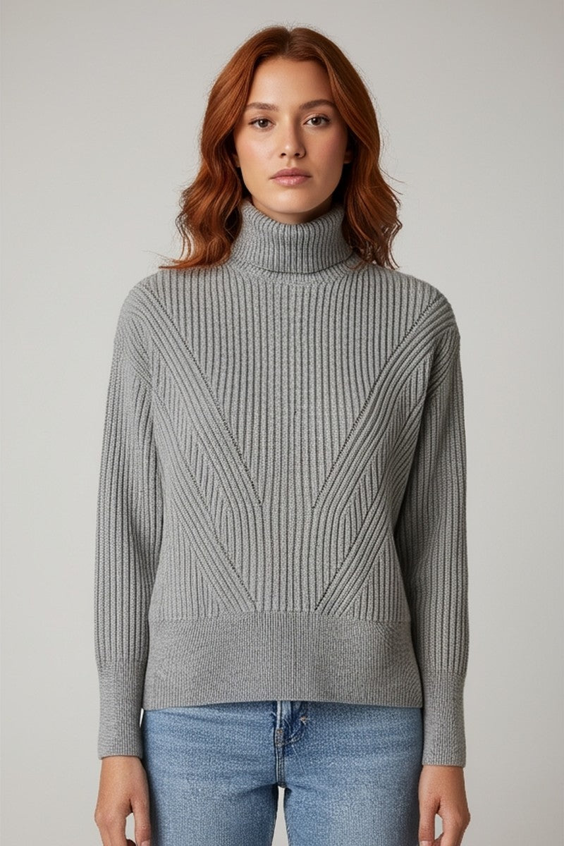 Chunky Ribbed Turtleneck Sweater - Image 6