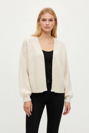 Fuzzy Open-Front Cardigan Sweater