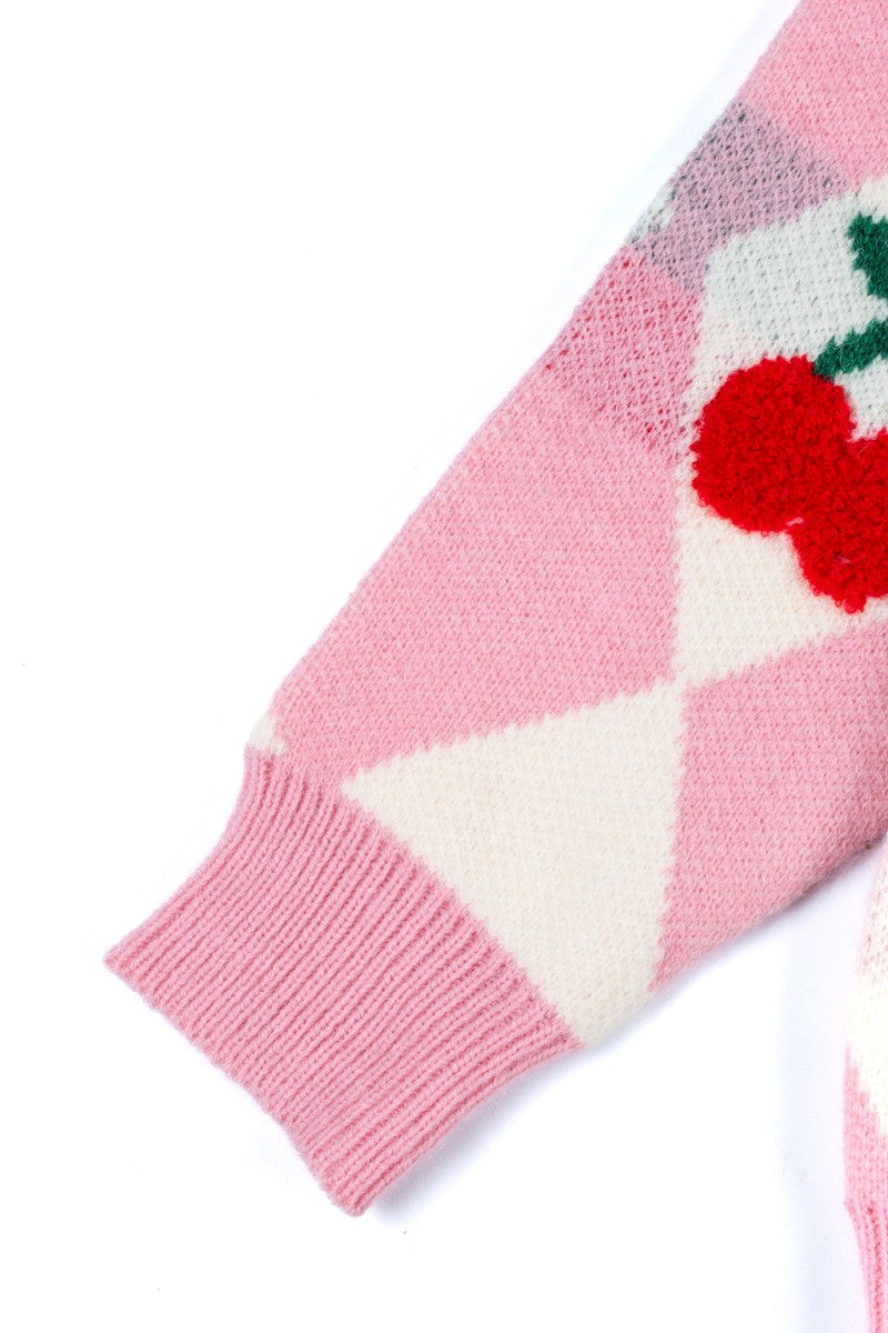 Argyle Cherry Knit Sweater - Image 5