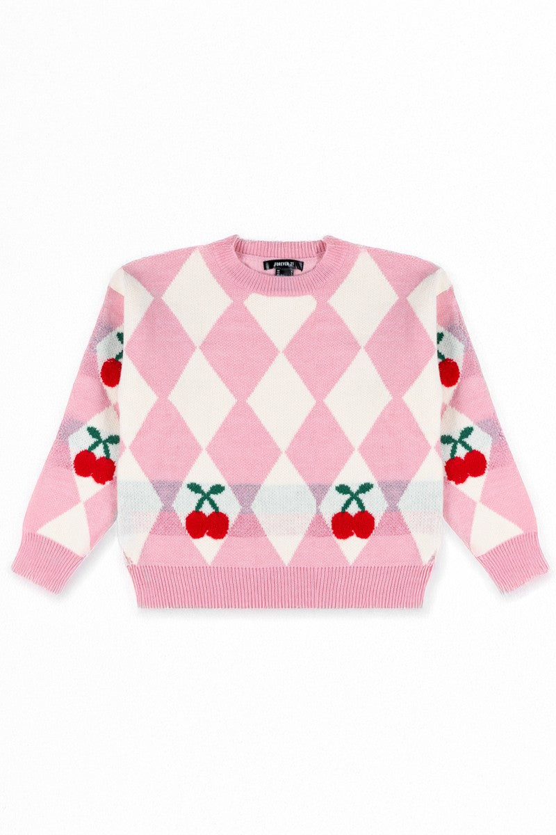 Argyle Cherry Knit Sweater - Image 3