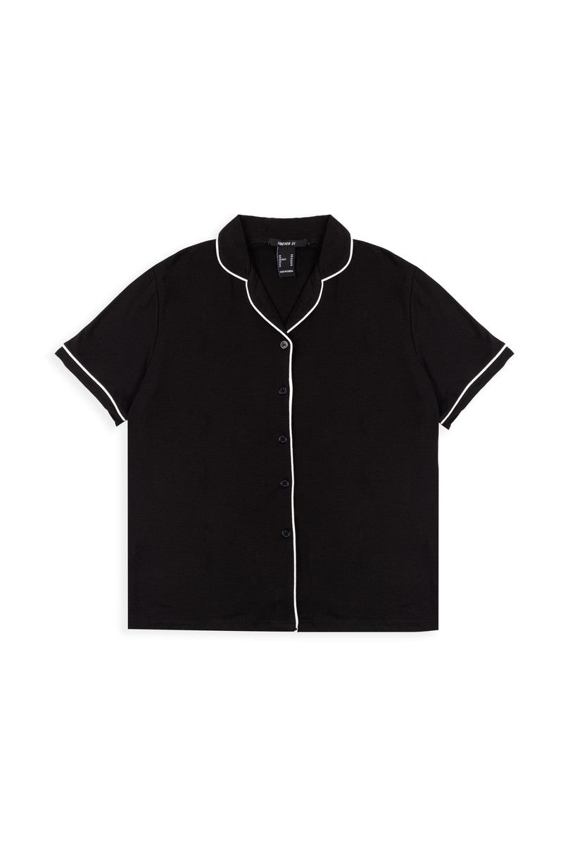 Piped-Trim Top & Shorts Pajama Set - Image 7