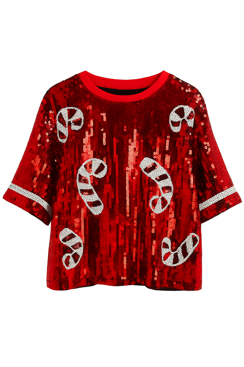 Candy Cane Holiday Sequin Top - Image 3