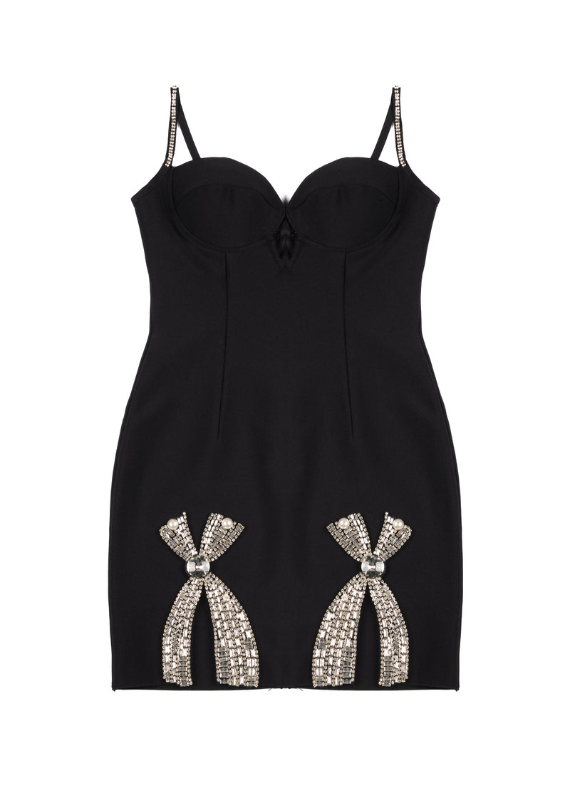 Rhinestone Bow Sweetheart Bodycon Mini Dress - Image 4