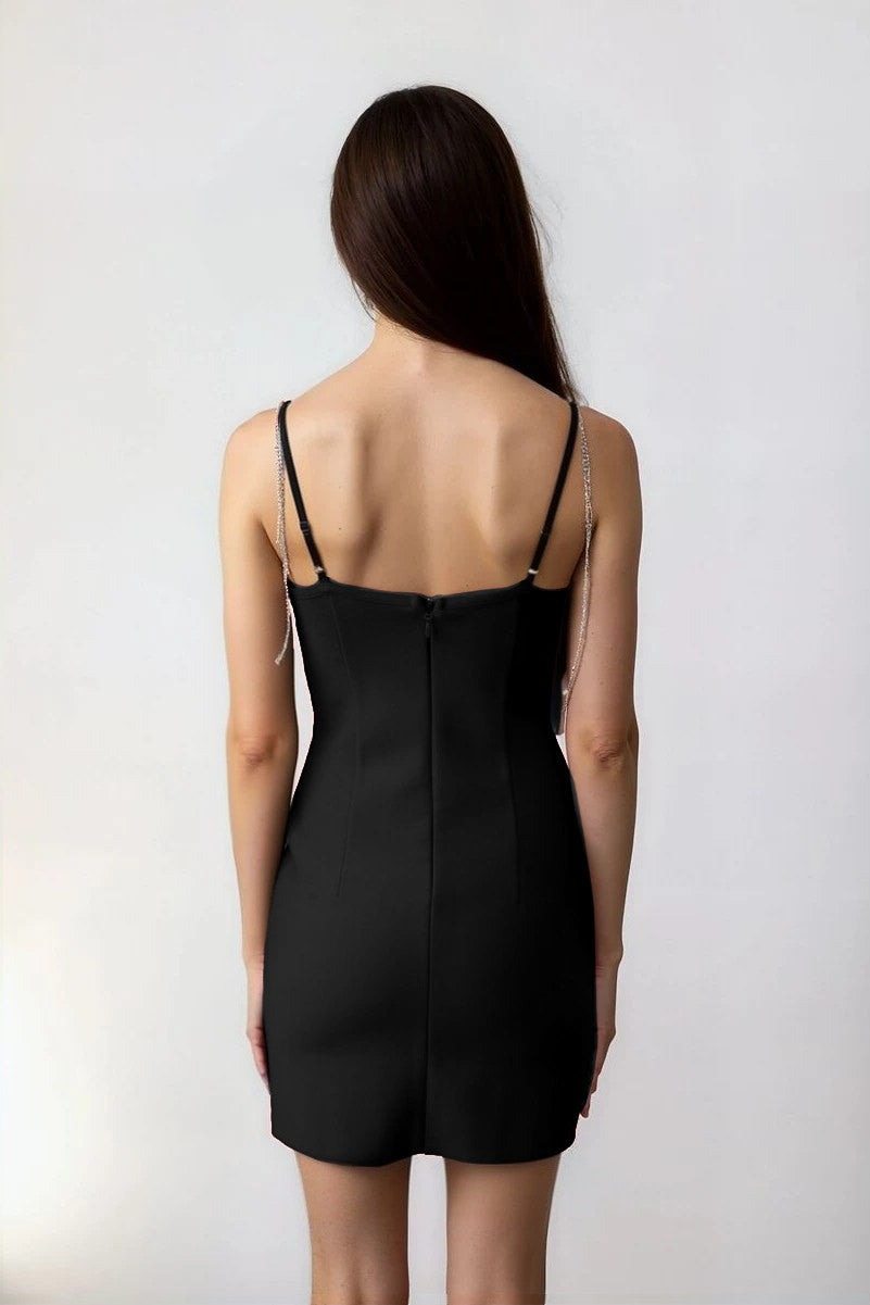 Rhinestone Bow Sweetheart Bodycon Mini Dress - Image 2