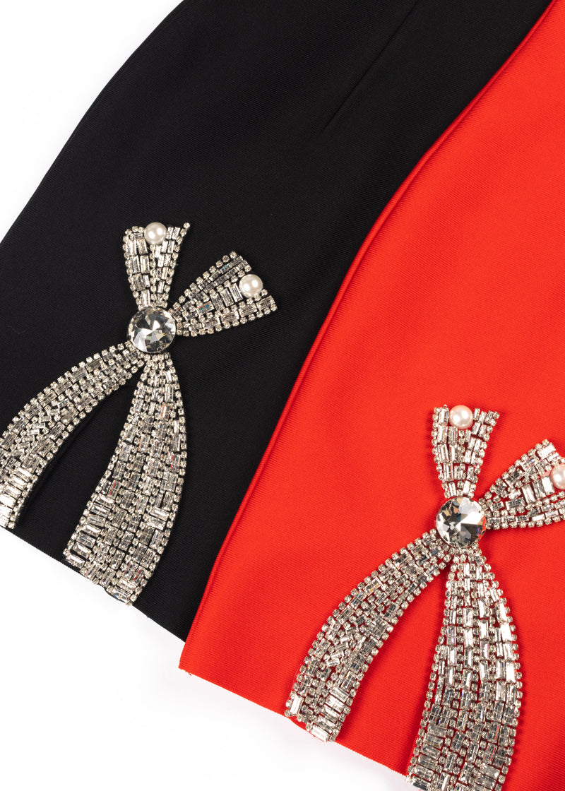 Rhinestone Bow Sweetheart Bodycon Mini Dress - Image 7