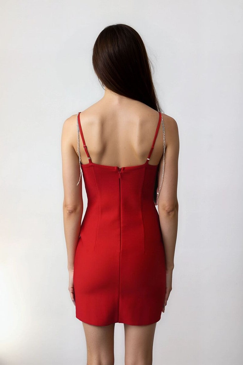 Rhinestone Bow Sweetheart Bodycon Mini Dress - Image 9