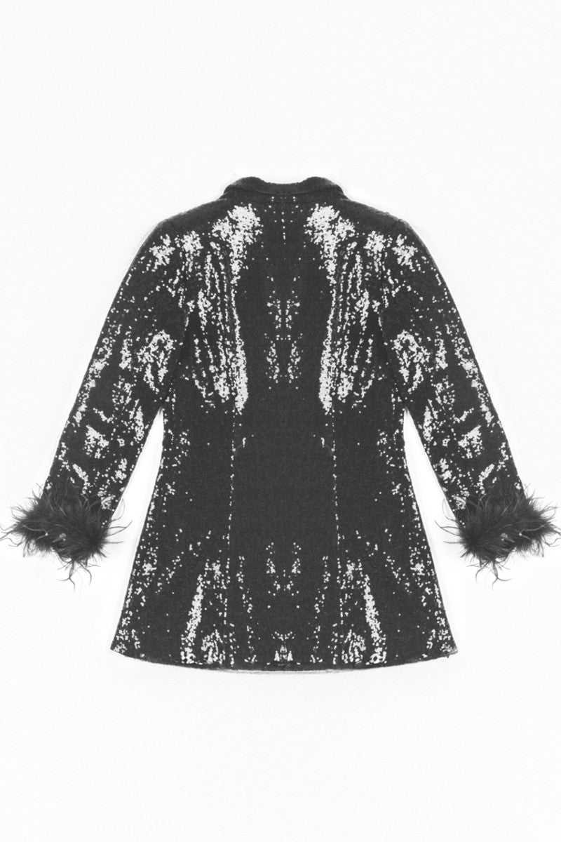 Sequin Feather-Trim Blazer - Image 5