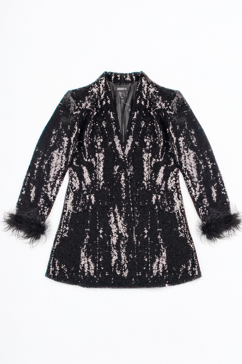 Sequin Feather-Trim Blazer - Image 3