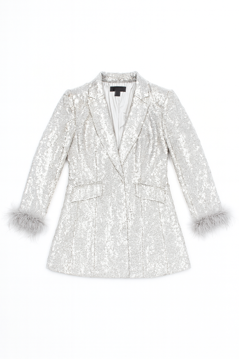 Sequin Feather-Trim Blazer - Image 7