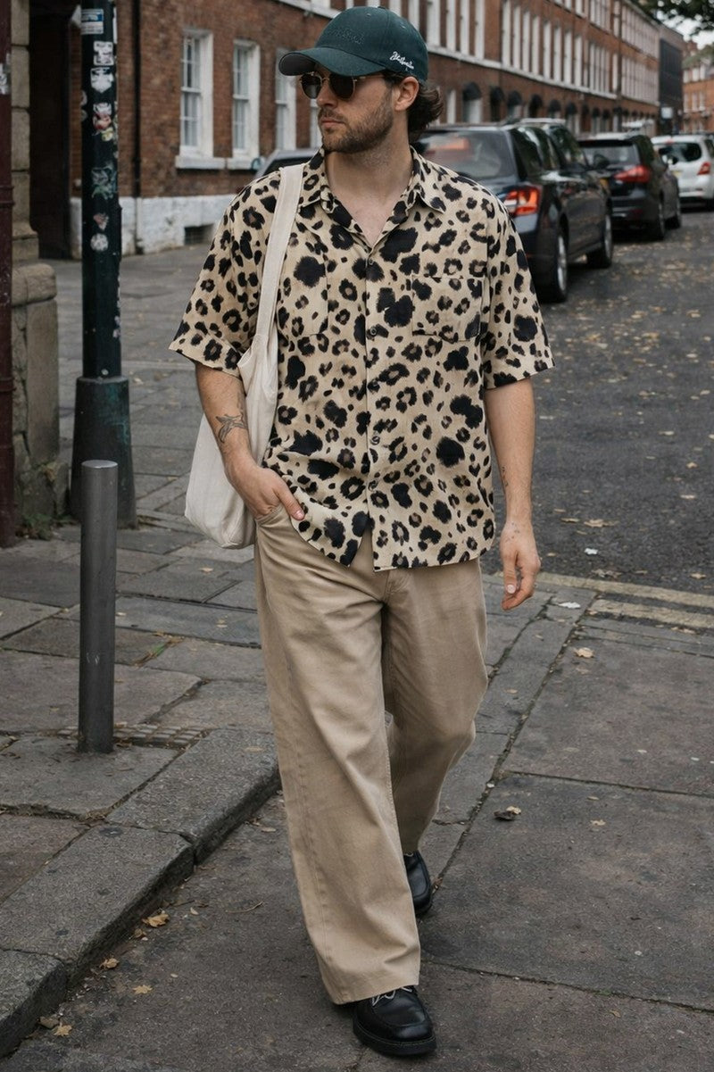 Leopard Print Button-Front Shirt