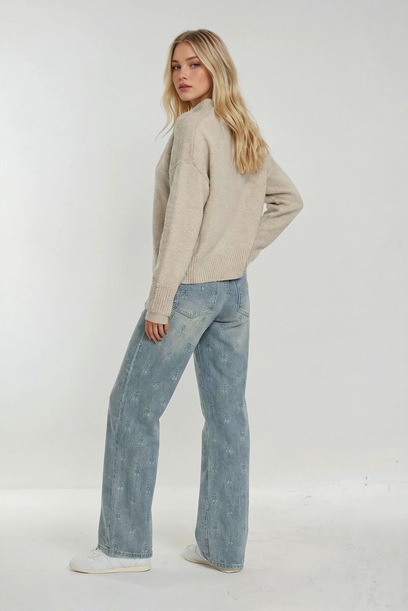 Cherry Embroidered Wide-Leg Jeans - Image 2