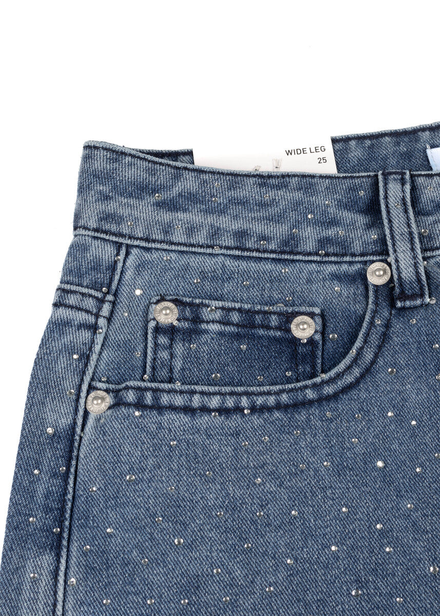 Wide-Leg Rhinestone Jeans - Image 6