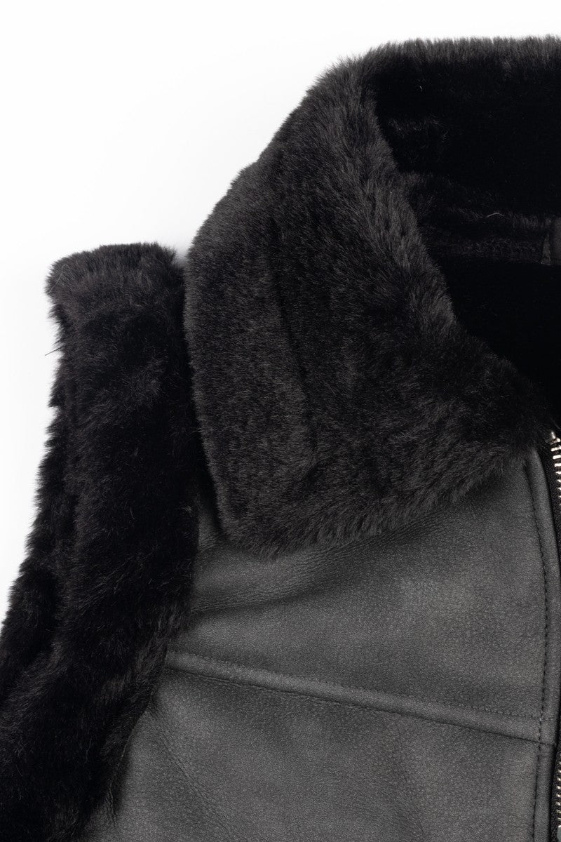 Faux Leather & Shearling Vest - Image 4