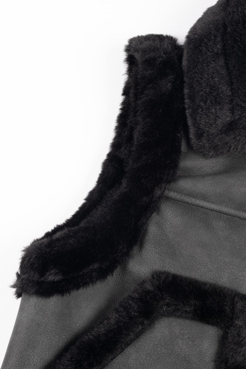 Faux Leather & Shearling Vest - Image 3