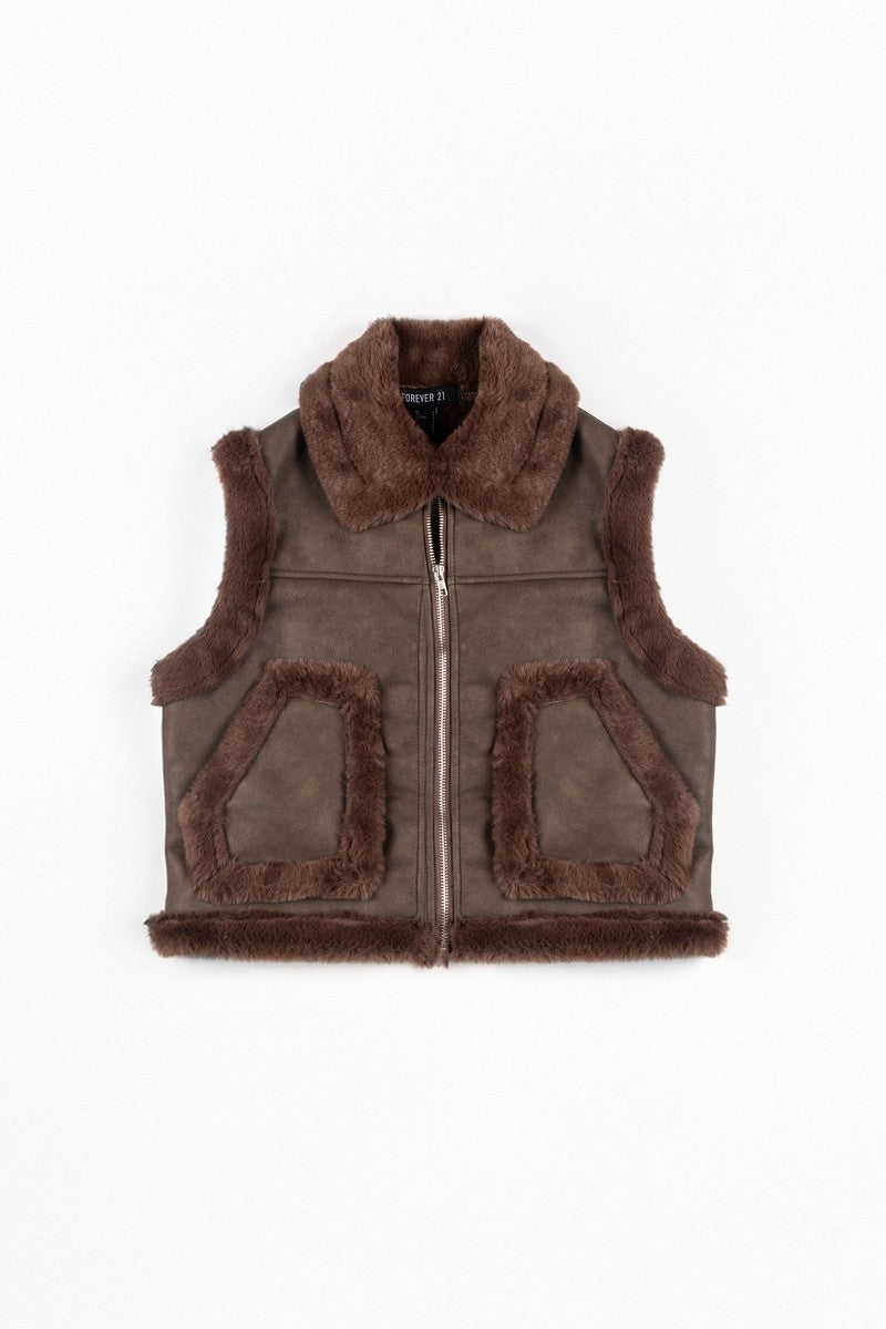 Faux Leather & Shearling Vest - Image 6