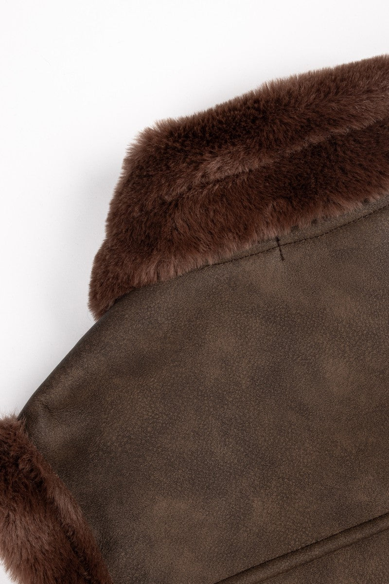 Faux Leather & Shearling Vest - Image 8