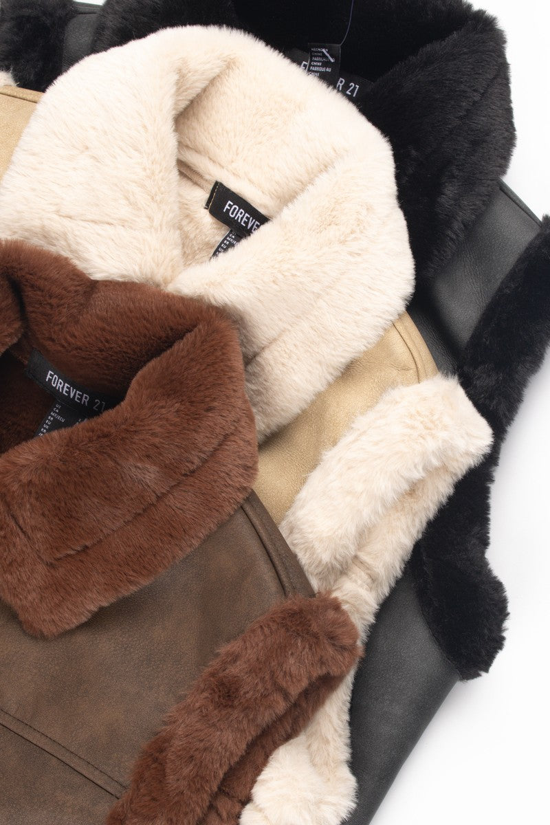 Faux Leather & Shearling Vest - Image 10