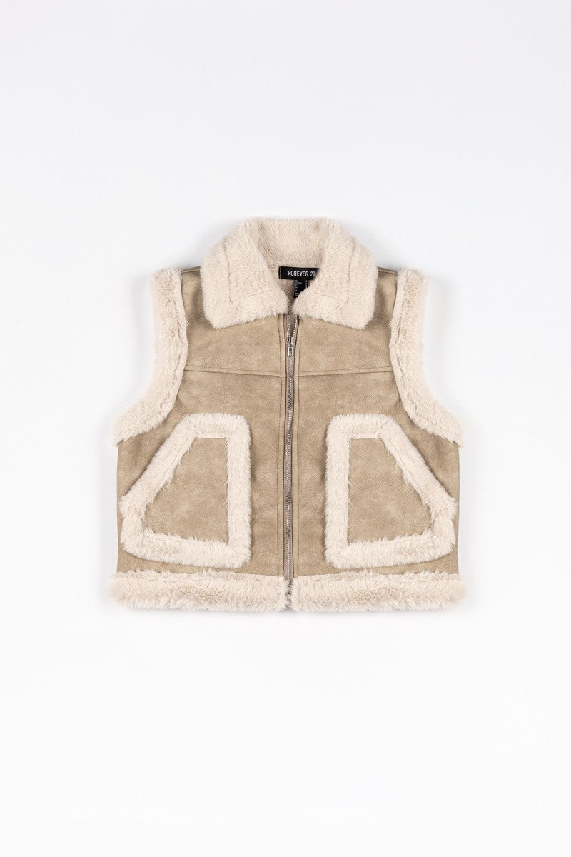 Faux Leather & Shearling Vest - Image 12