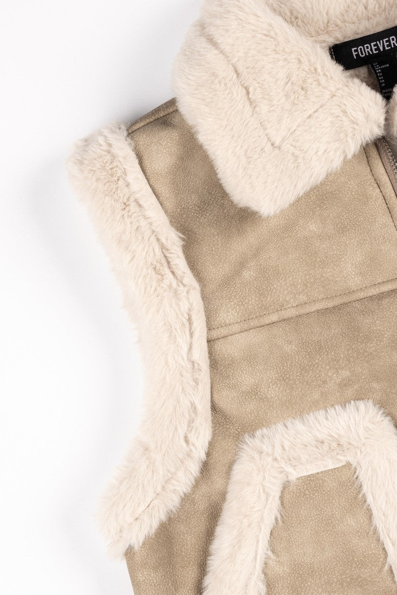 Faux Leather & Shearling Vest - Image 13