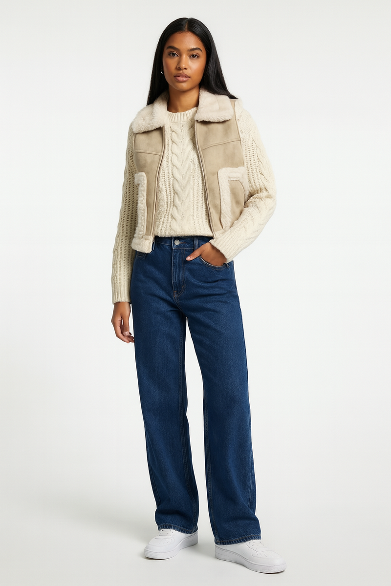 Faux Leather & Shearling Vest - Image 11