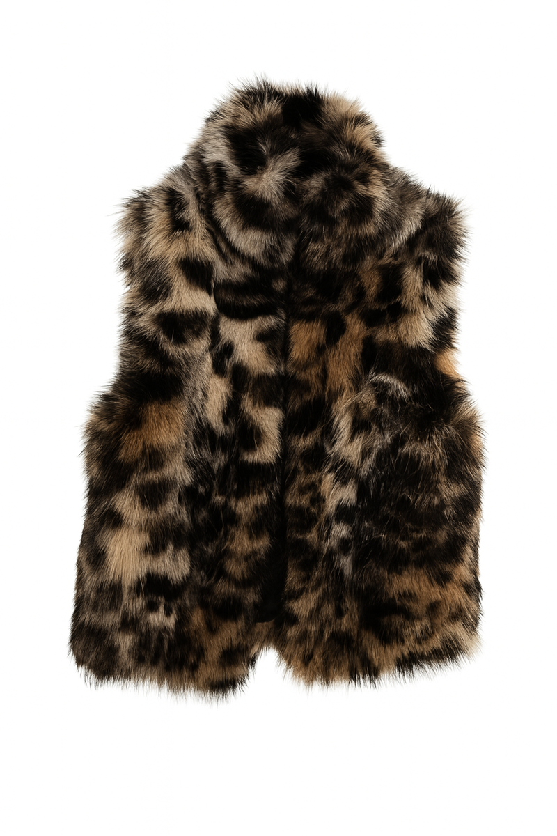 Leopard Print Faux Fur Vest - Image 3