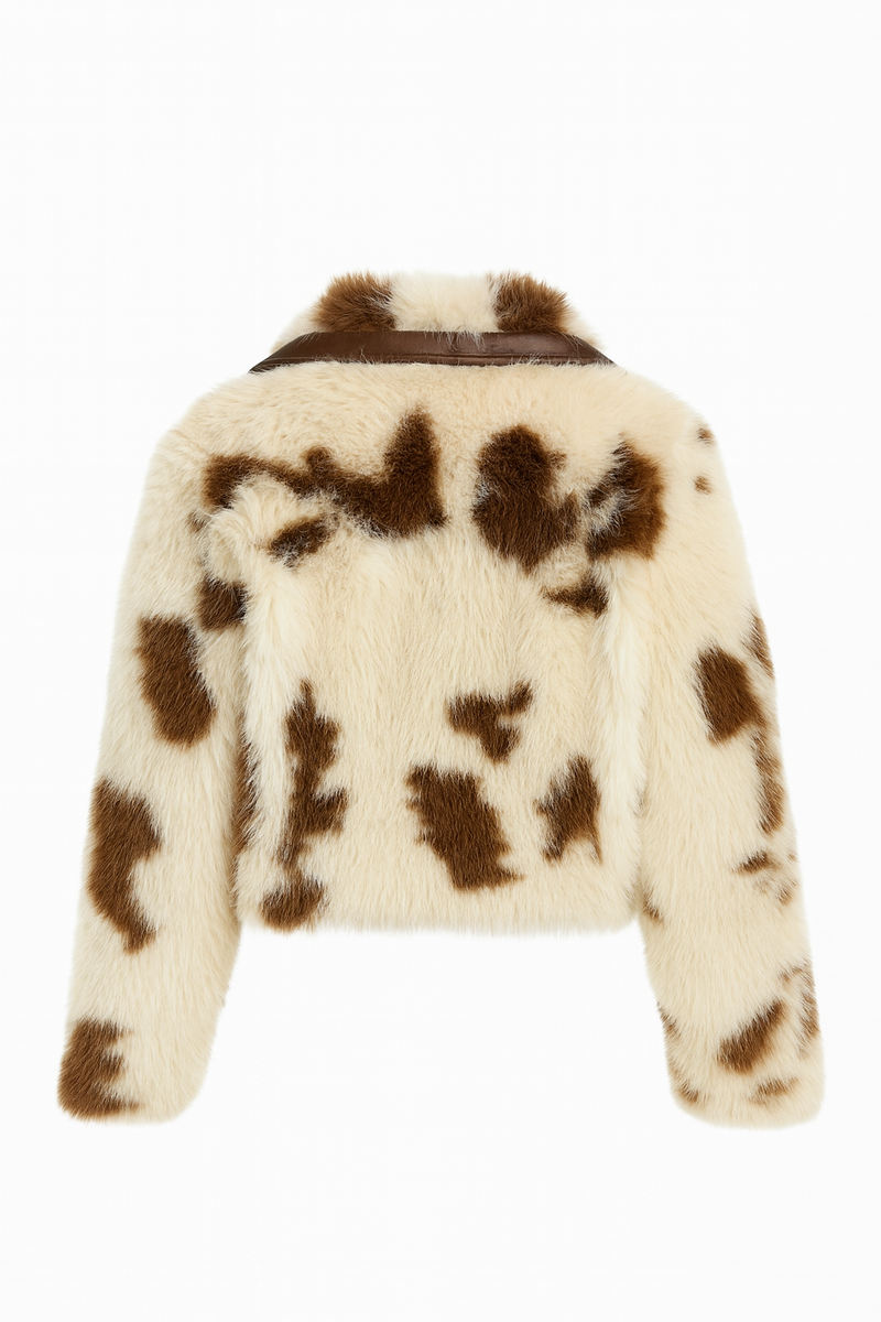 Faux Fur Cow Print Jacket - Image 4