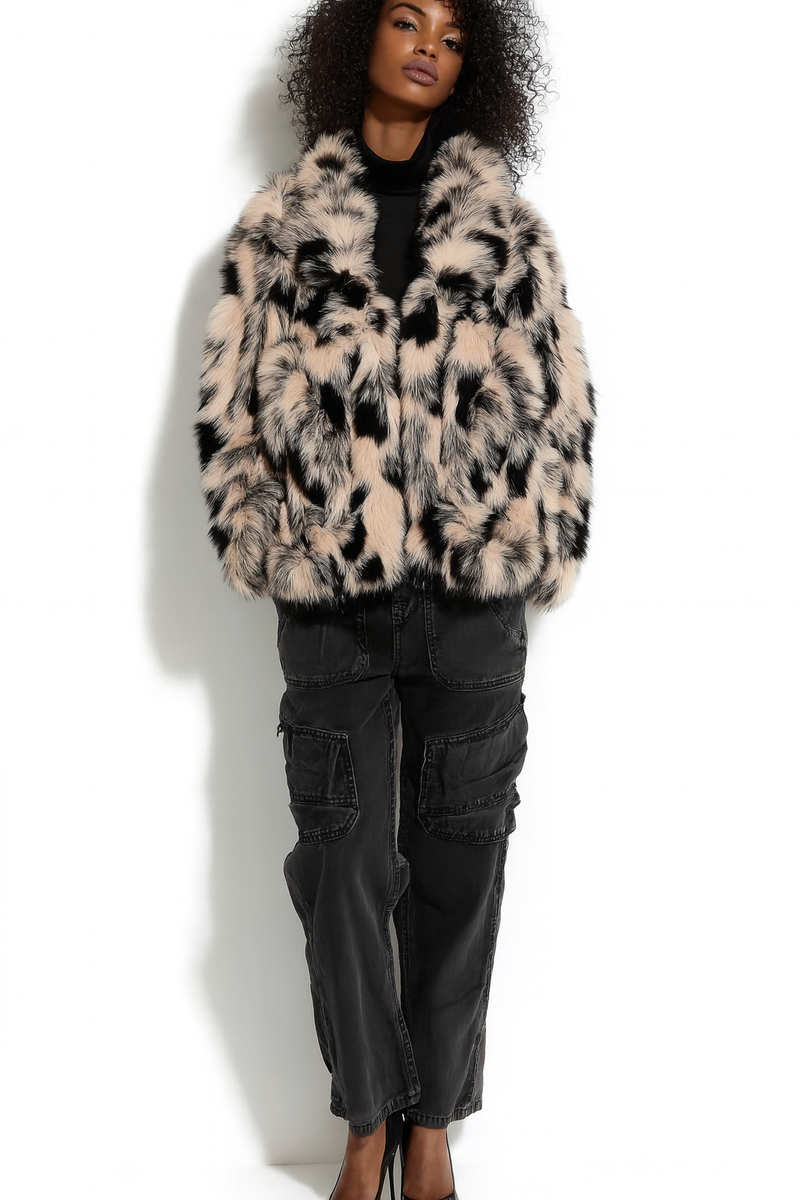Abstract Print Longline Faux Fur Jacket - Image 5