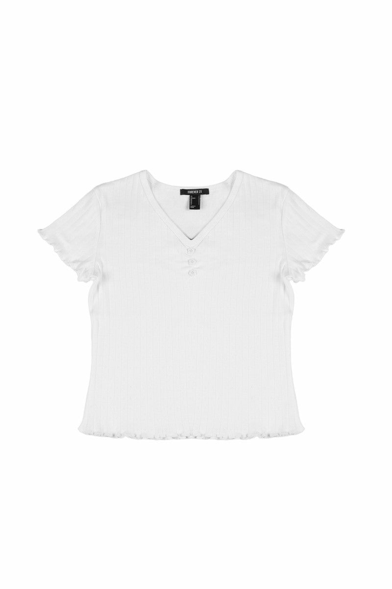 Ribbed Lettuce-Edge Henley Tee - Image 6