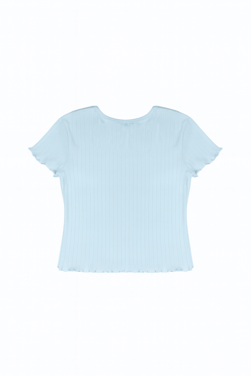 Ribbed Lettuce-Edge Henley Tee - Image 10