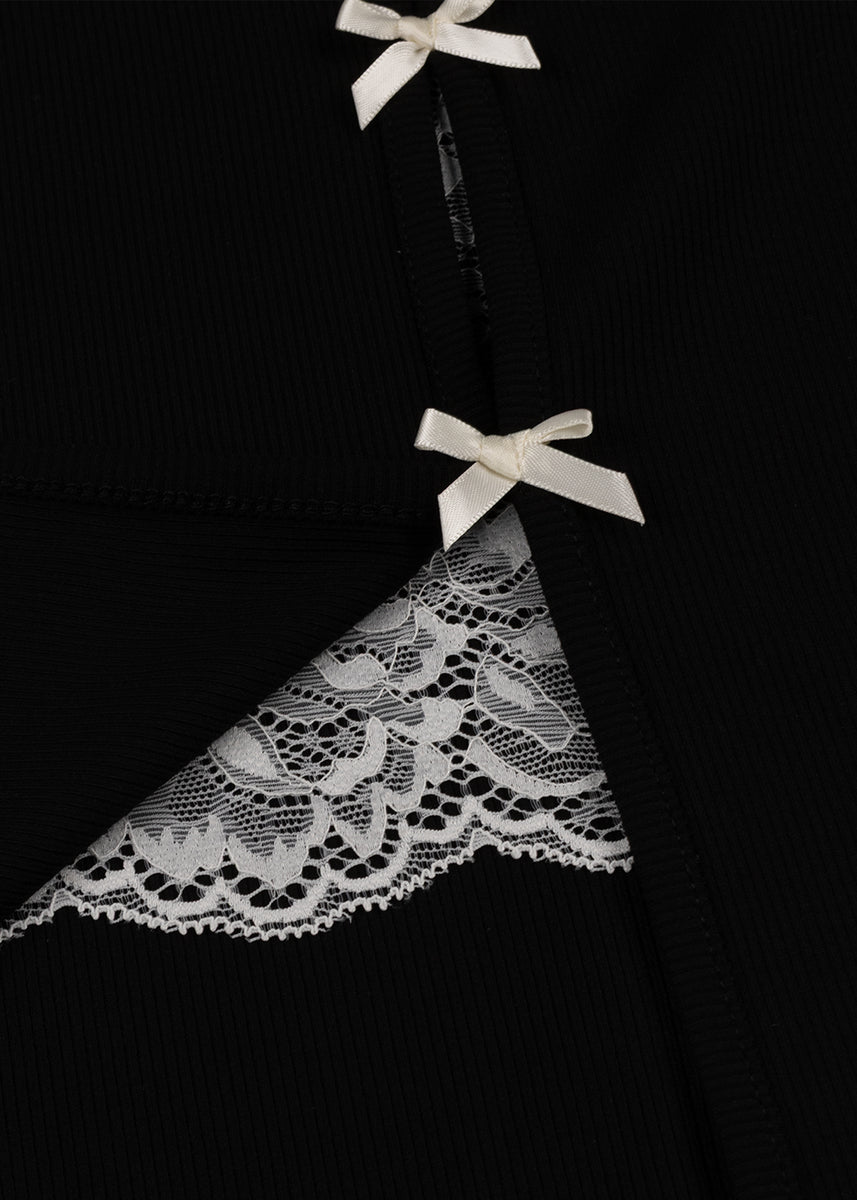 Ribbed Lace-Trim Bow Top - Image 10