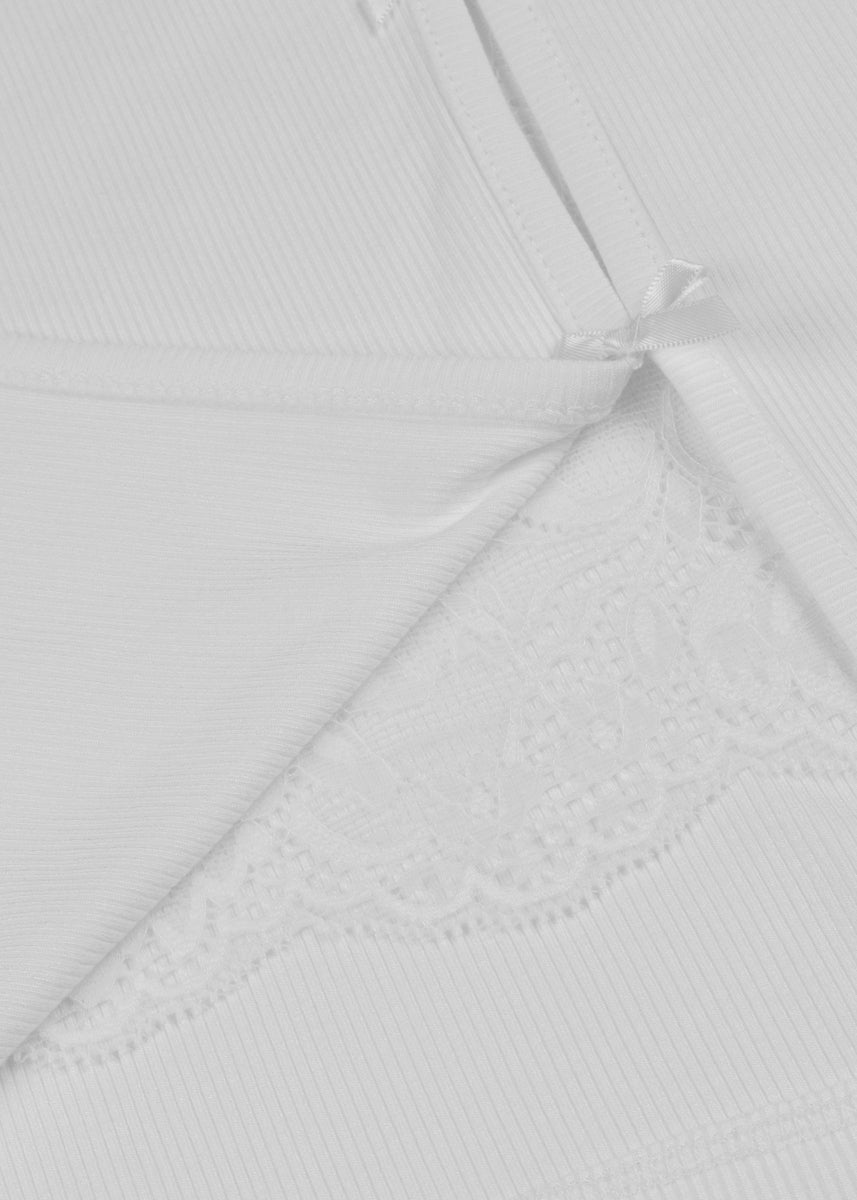 Ribbed Lace-Trim Bow Top - Image 3