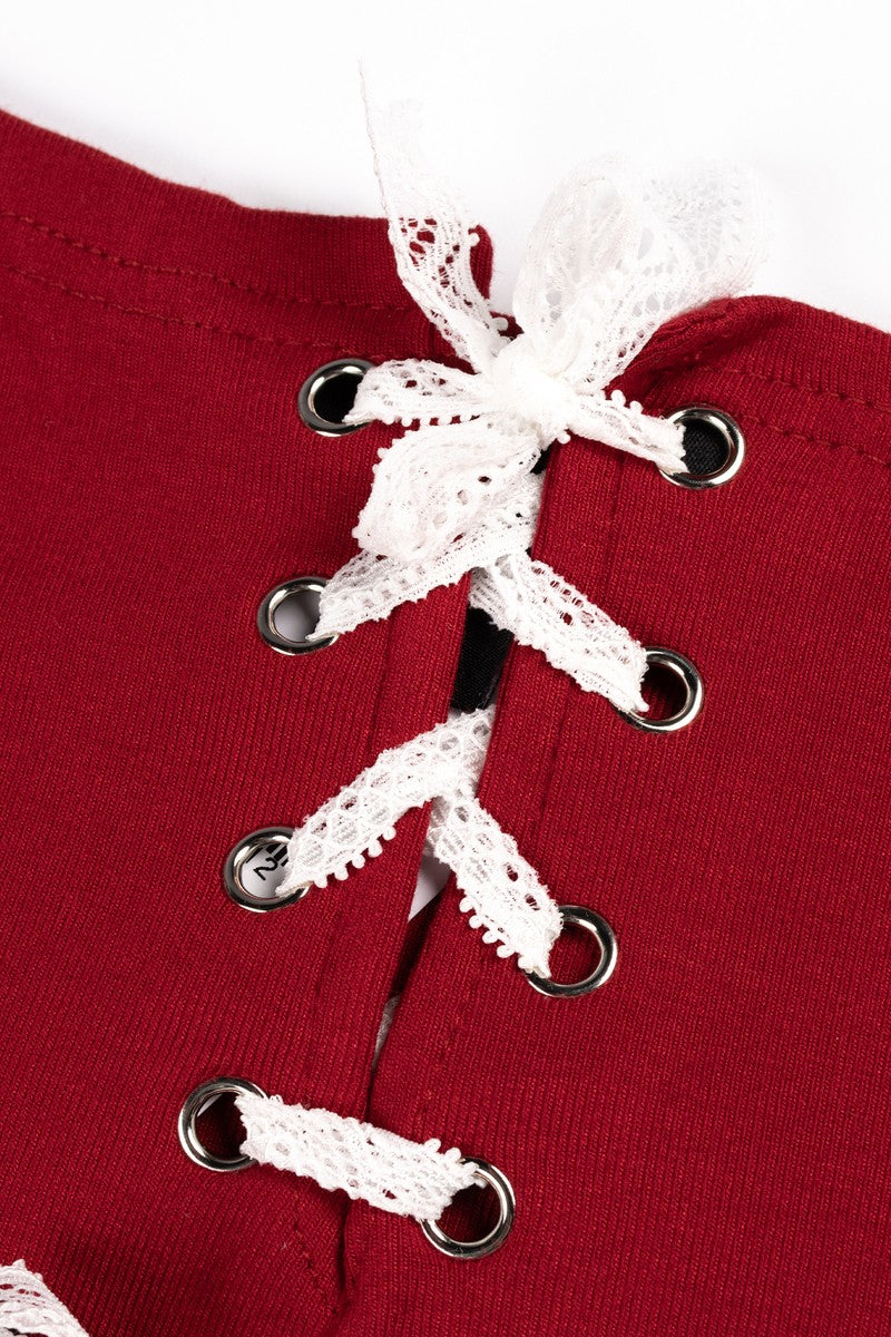 Lace-Up Raglan Cropped Tee - Image 3