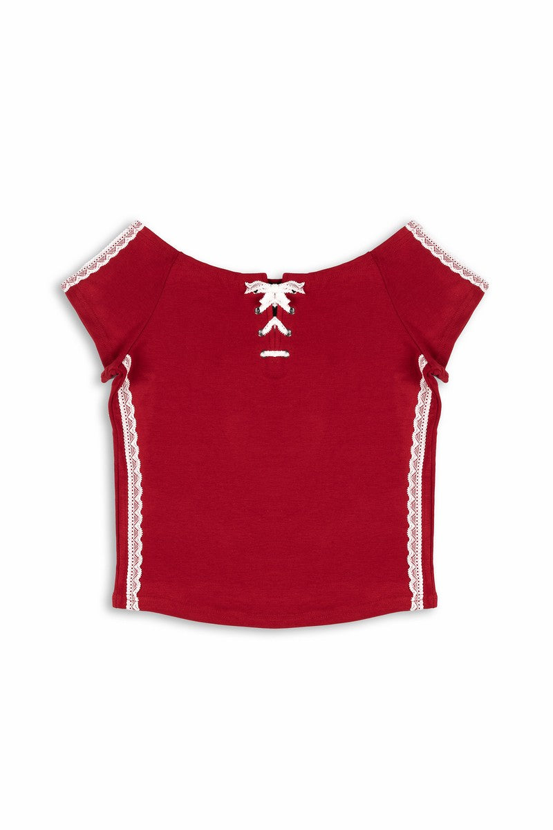 Lace-Up Raglan Cropped Tee - Image 4