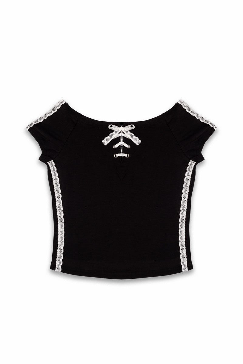 Lace-Up Raglan Cropped Tee - Image 8