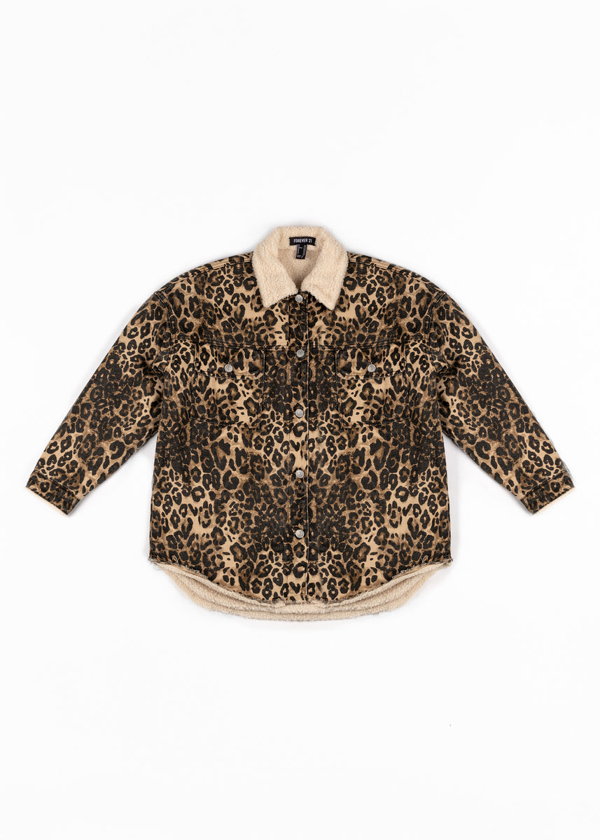 Leopard Print Faux Shearling Shacket - Image 2