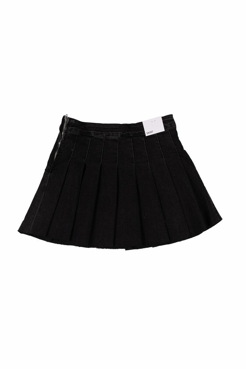 Pleated Denim Mini Skirt - Image 4