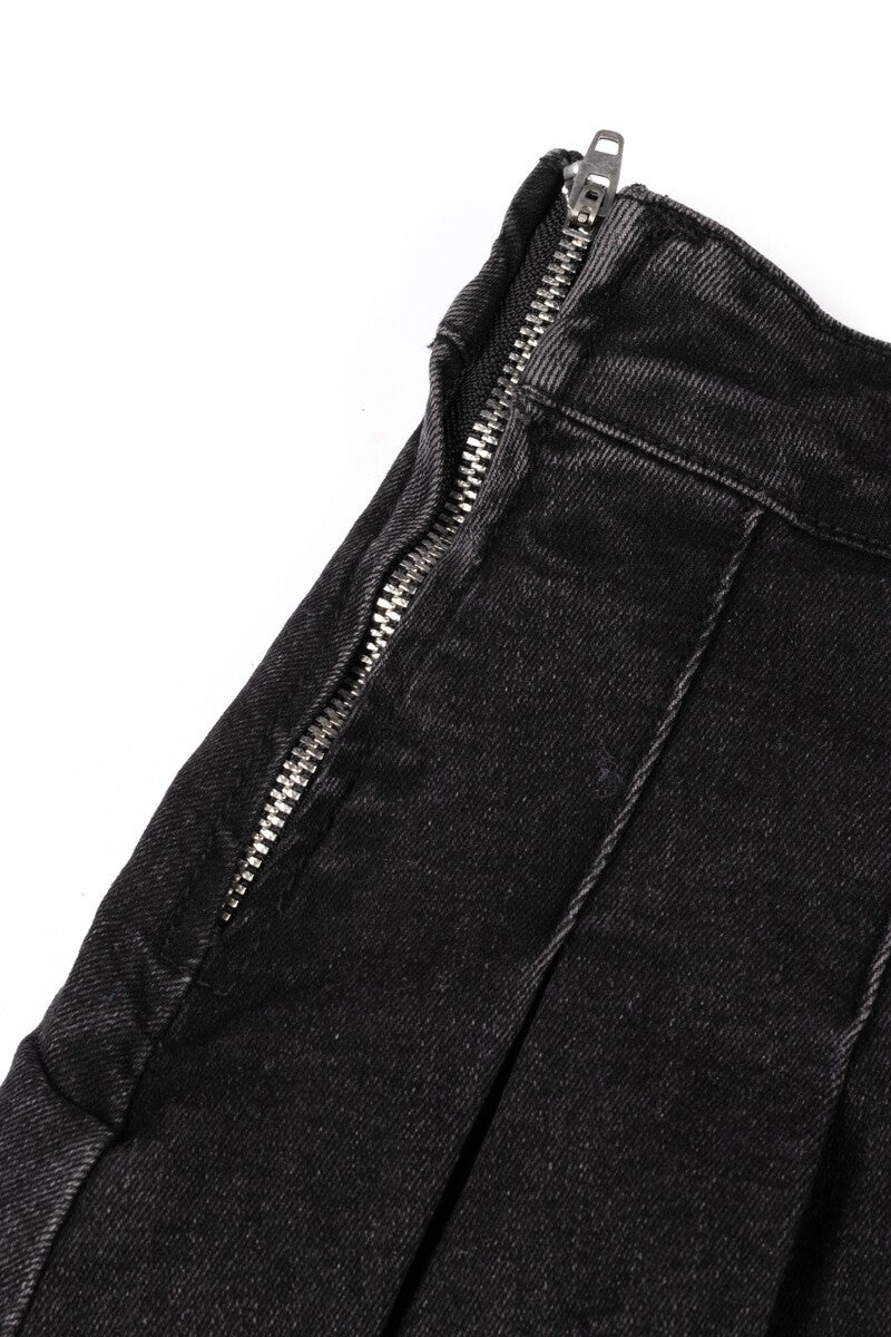 Pleated Denim Mini Skirt - Image 3