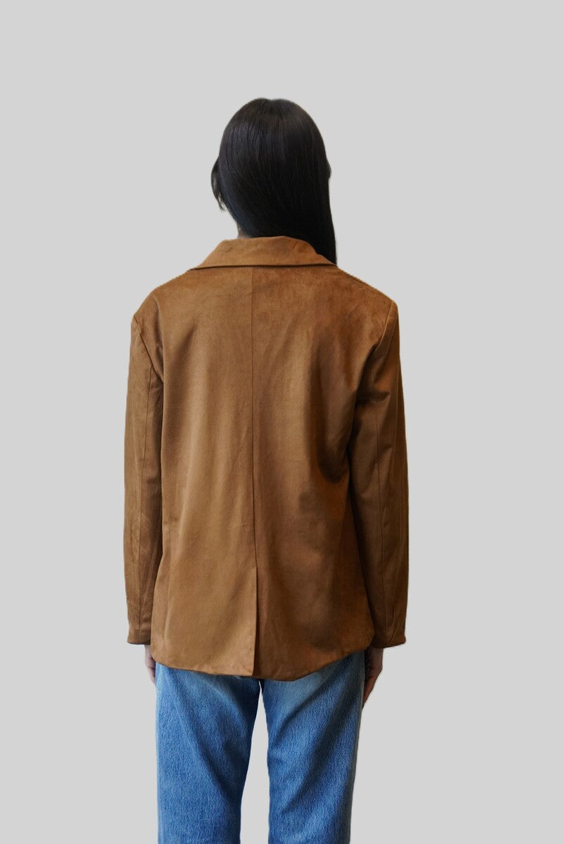 Faux Suede Button-Front Blazer Jacket - Image 4