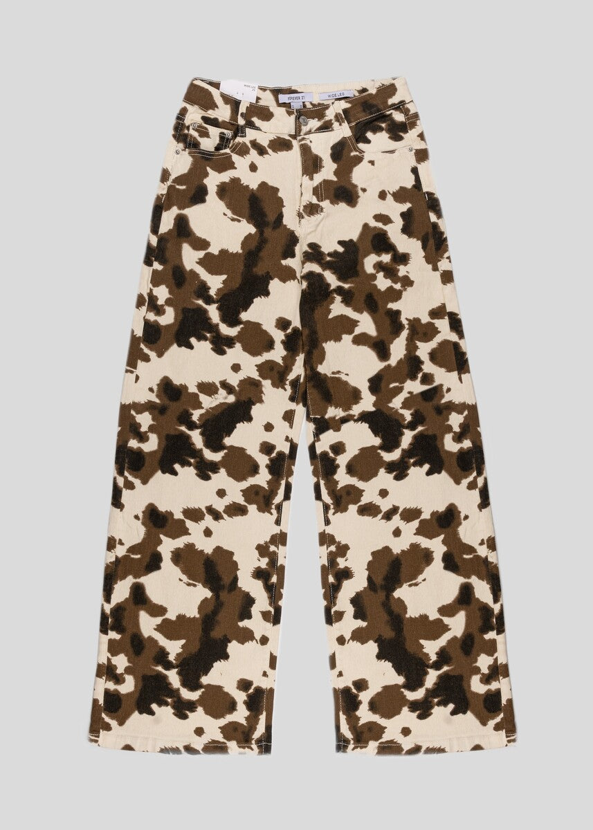 Cow Print Wide-Leg Jeans - Image 2