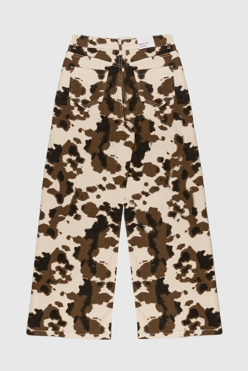 Cow Print Wide-Leg Jeans - Image 3