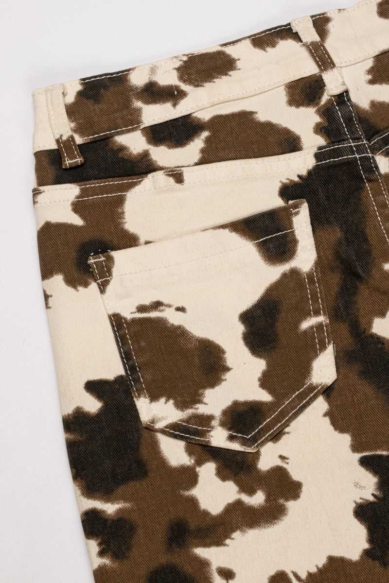 Cow Print Wide-Leg Jeans - Image 5