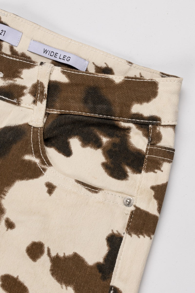 Cow Print Wide-Leg Jeans - Image 4