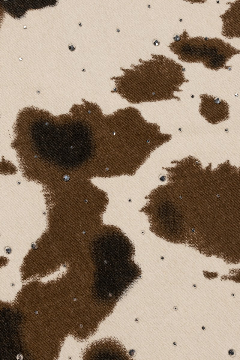 Cow Print Rhinestone Wide-Leg Jeans - Image 6