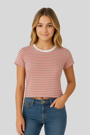 Rib-Knit Striped Baby Tee