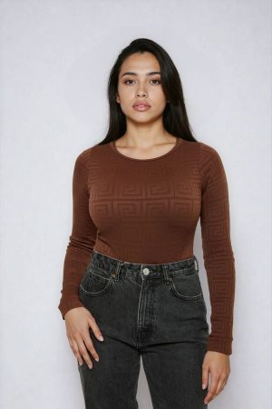 Seamless Jacquard Long Sleeve Bodysuit
