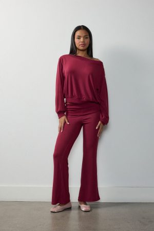 Off-The-Shoulder Top & Flare Pants Set