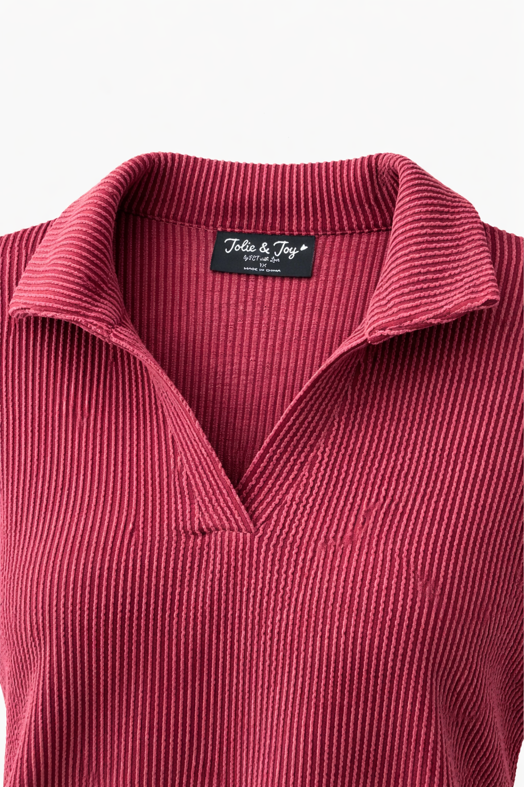 PLUS SIZE RIBBED LONG SLEEVE POLO AND SKORT SET - Image 5