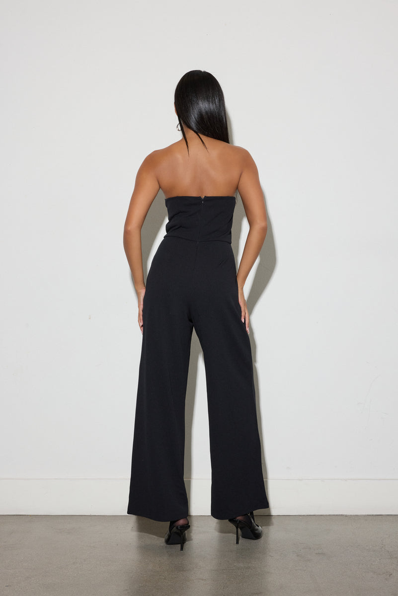 Rhinestone-Trim Strapless Jumpsuit - Image 2