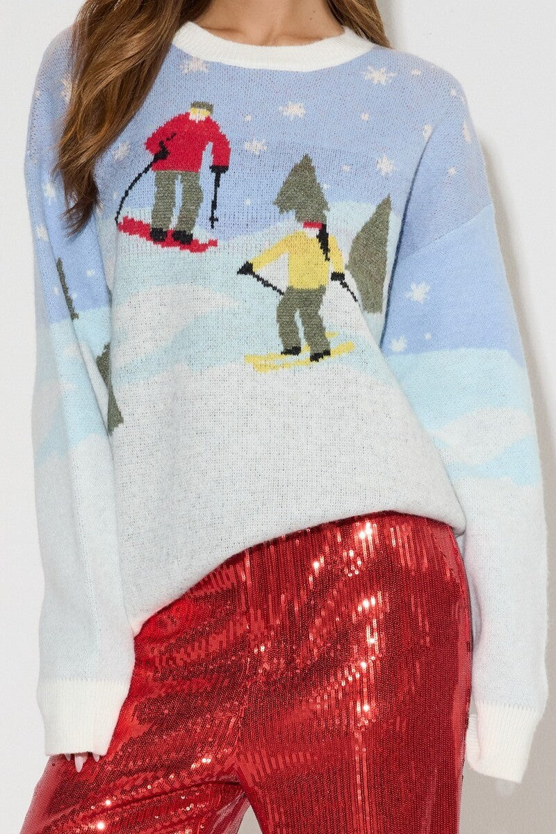 Oversized Ski Print Sweater - Image 4