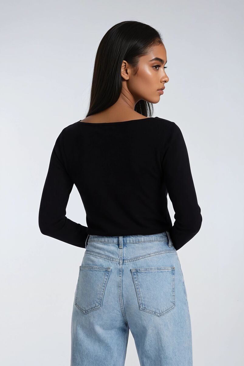 Boat Neck Long-Sleeve Top - Image 9